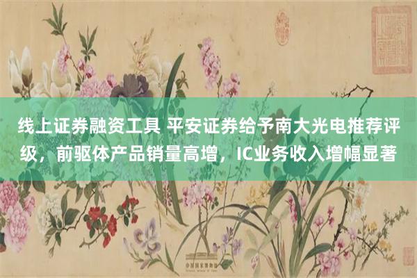 线上证券融资工具 平安证券给予南大光电推荐评级，前驱体产品销量高增，IC业务收入增幅显著