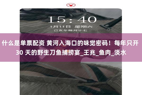 什么是单票配资 黄河入海口的味觉密码！每年只开 30 天的野生刀鱼捕捞宴_王兆_鱼肉_淡水